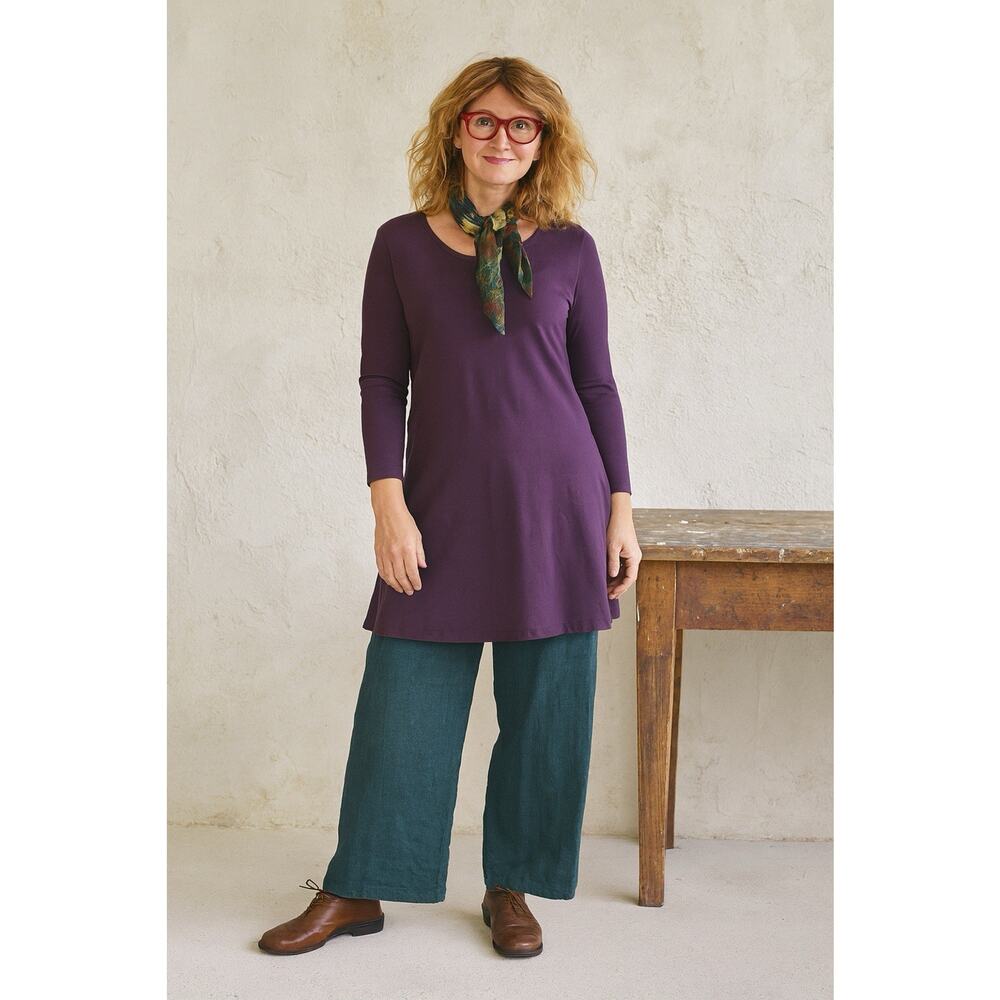 Gudrun Sjoden Jersey Tunic Top - M Purple Organic Cotton Lagenlook Artsy Scandi